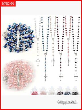 30 Crystal Glass Rosaries with Organza Bags Bulk Catholic Prayer Beads